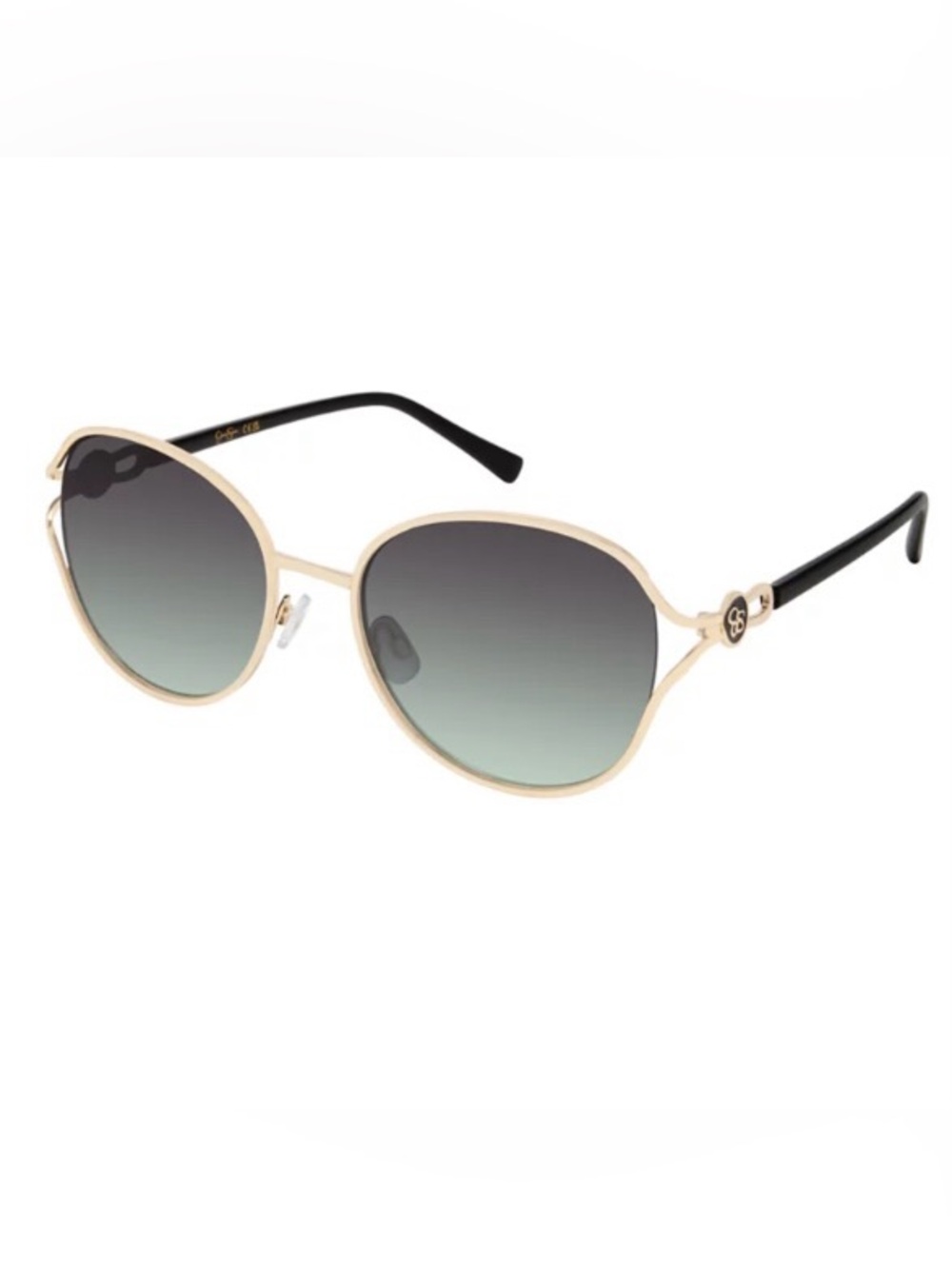 Jessica Simpson Gold Frame Grey Lens Black Legs Oval Sunglasses J5982 GLDOX NIB